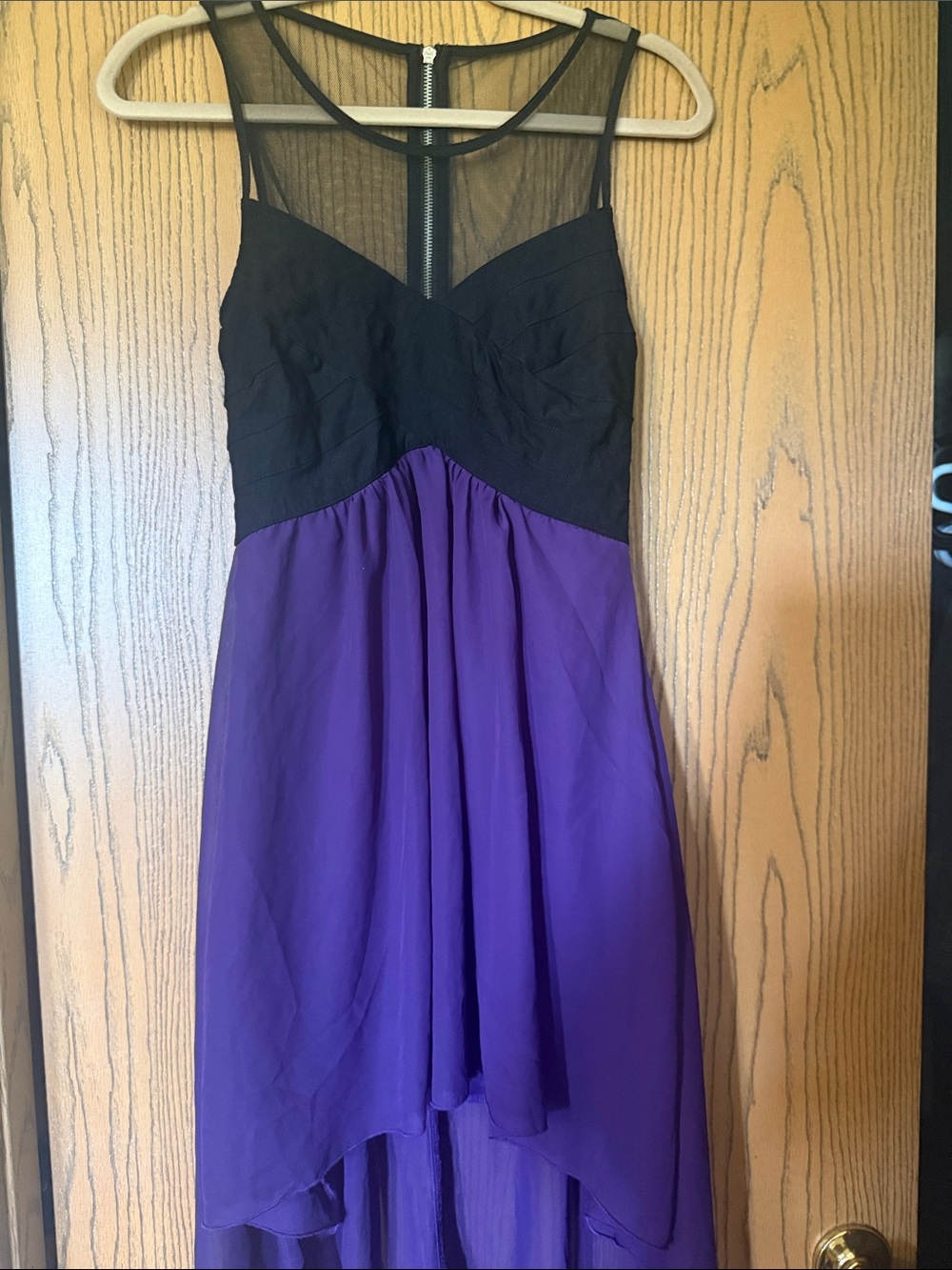 Lipstick Boutique Black & Purple High-Low Midi Dress